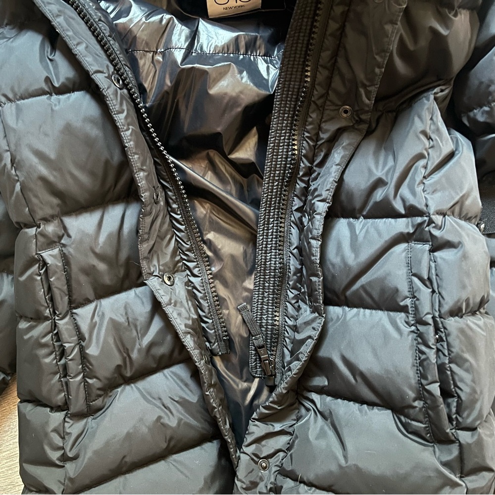 NWOT SAKS 5th-S13 New York, 3/4 Puffer Down Faux Fur Hood, Belt - Picture 11 of 16